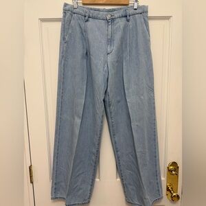 UNIQLO Pleated Front Denim Hi Rise Trouser Women’s XL, Wide Leg, New